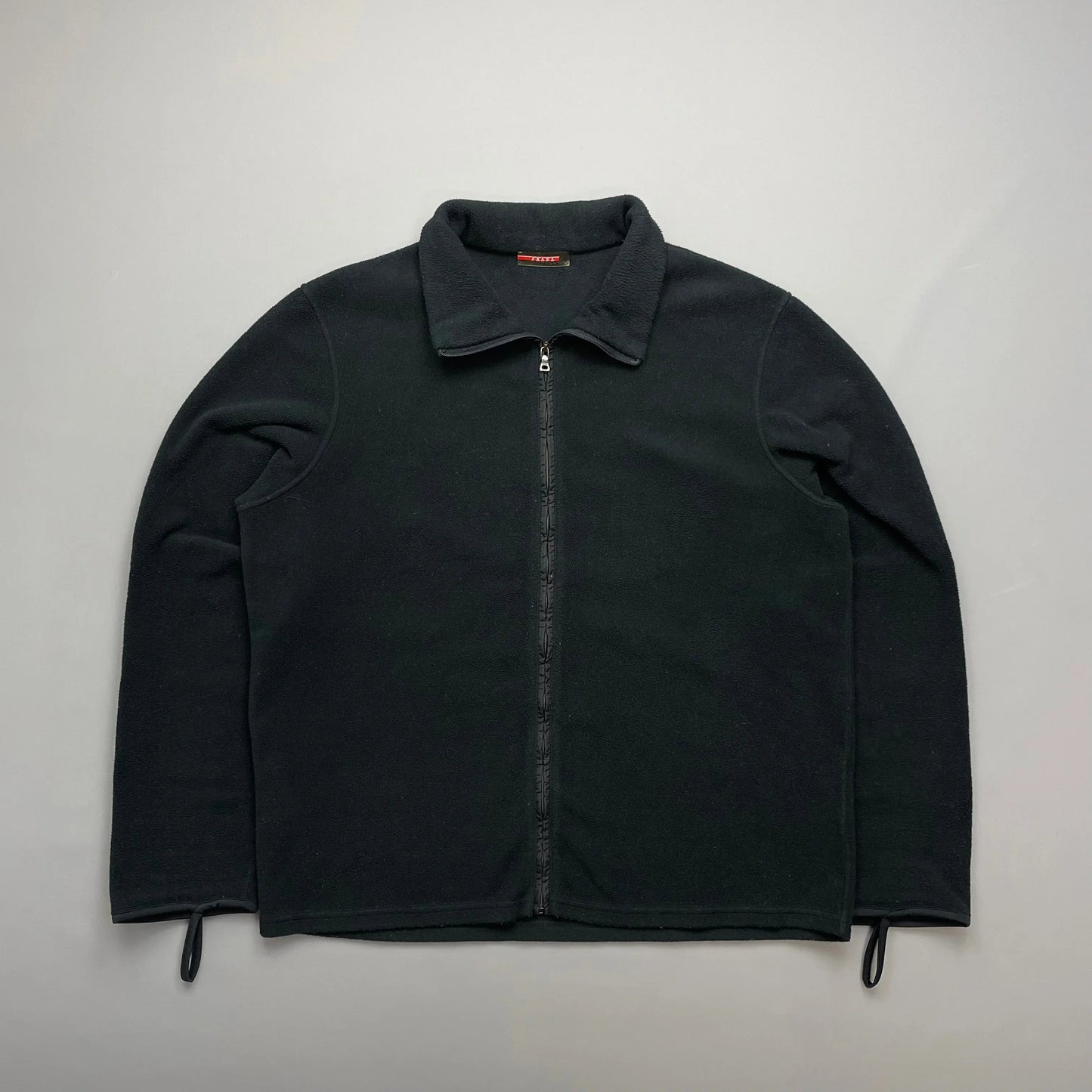 Prada Sport Black Lightweight Nylon Panel Fleece Jacket