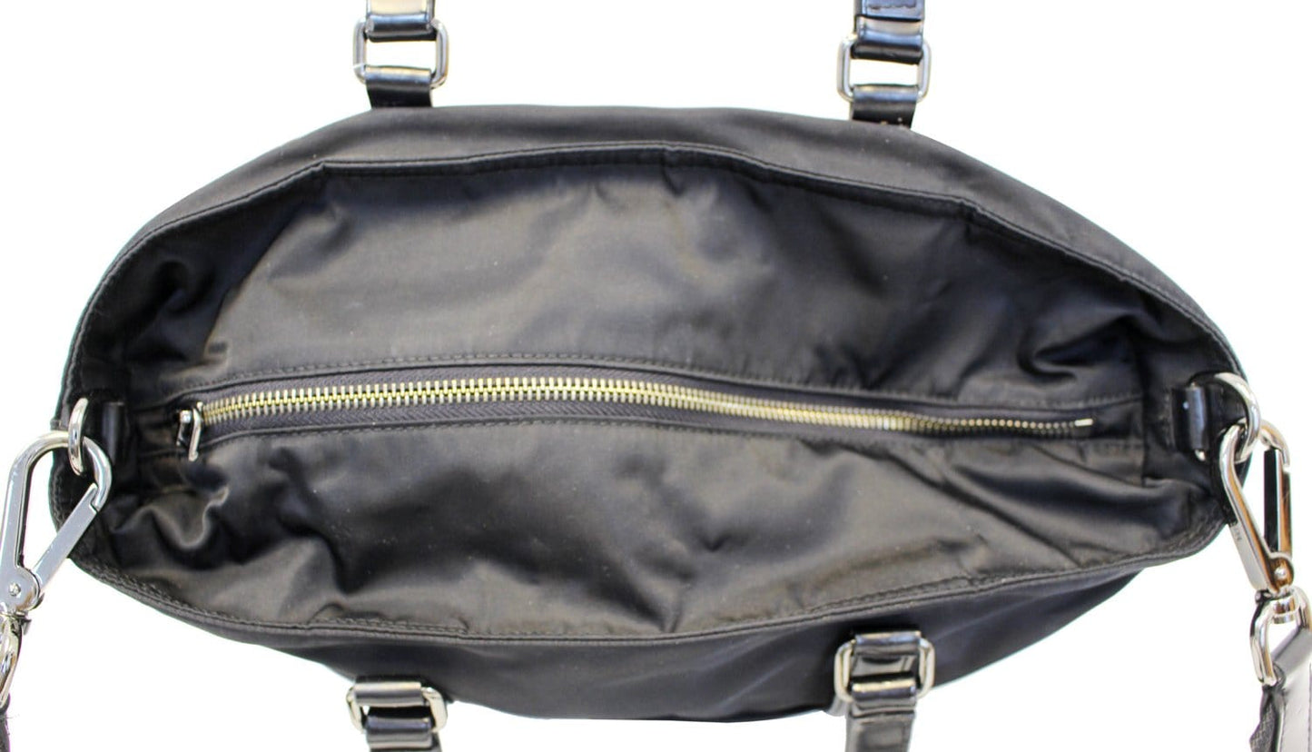 PRADA Black Tessuto Nylon and Saffiano Leather Crossbody Bag