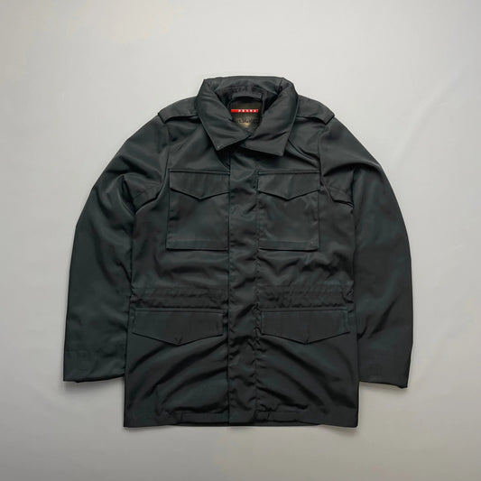 Prada Sport Black Multi-Pocket 2007 Field Jacket w/ Concealed Hood