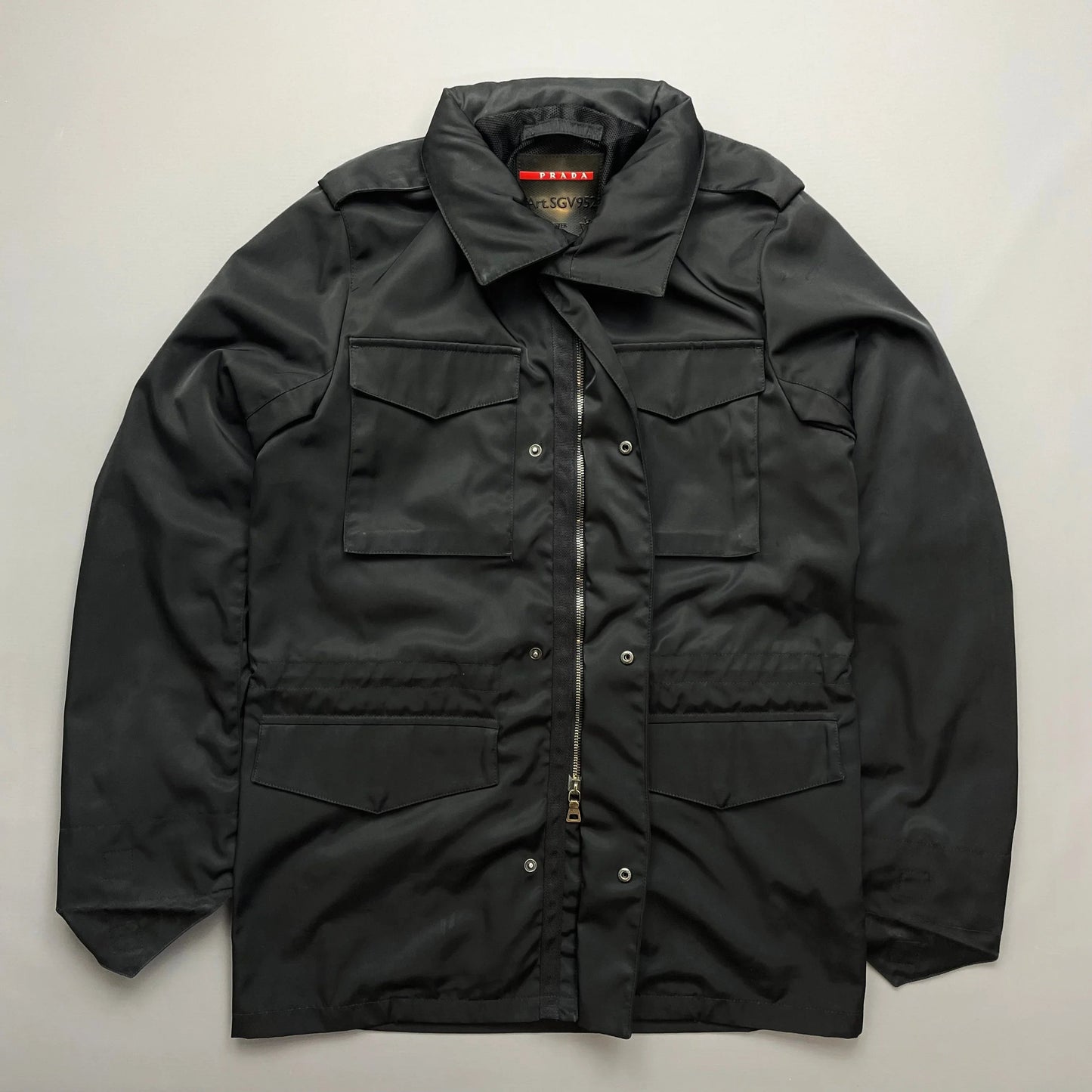Prada Sport Black Multi-Pocket 2007 Field Jacket w/ Concealed Hood