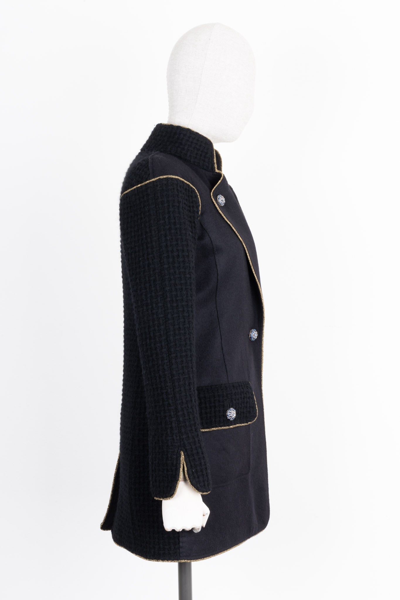 CHANEL Paris Salzburg 2015 Knit Short Coat Black Wool
