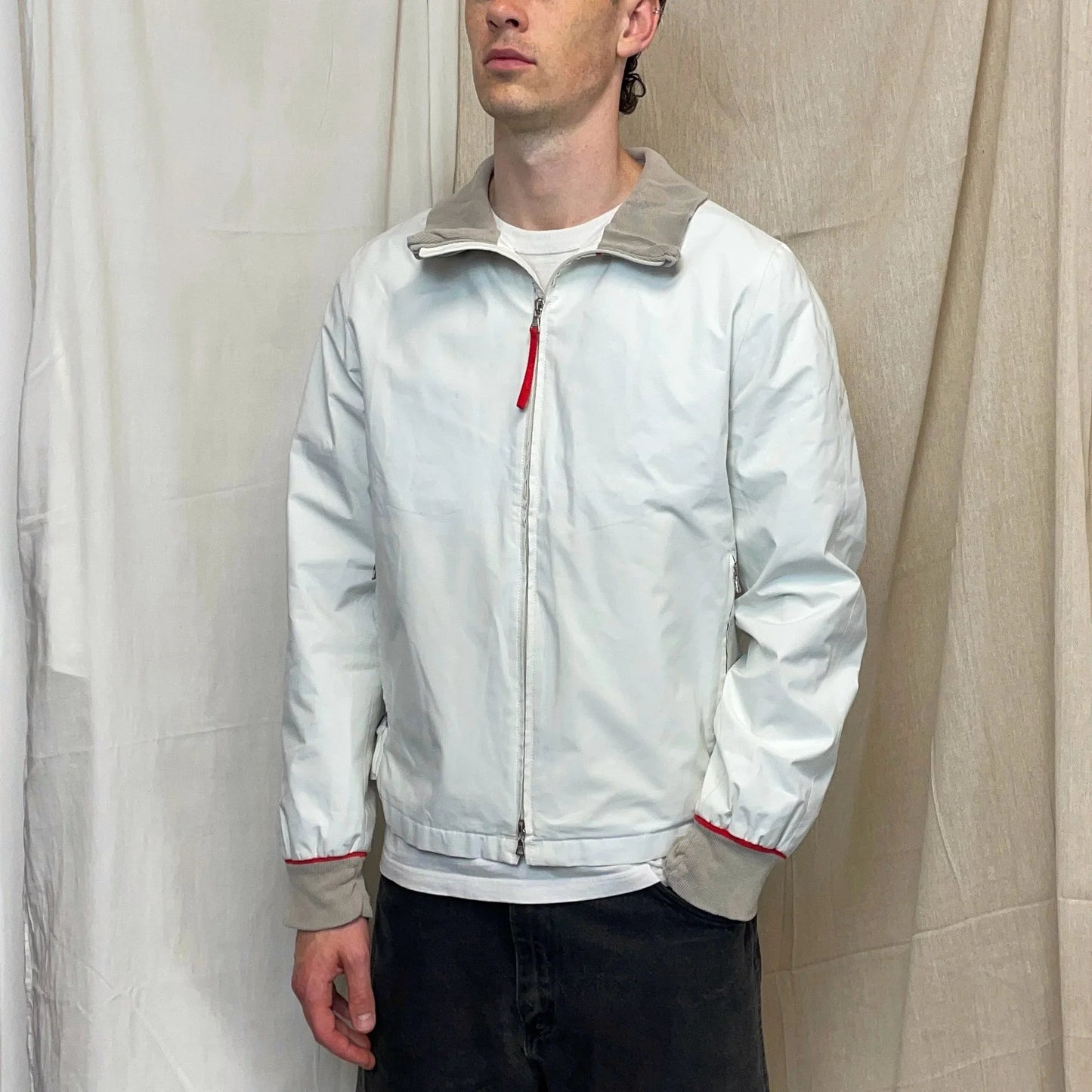 Prada Sport White & Grey 00s Goretex Harrington Jacket