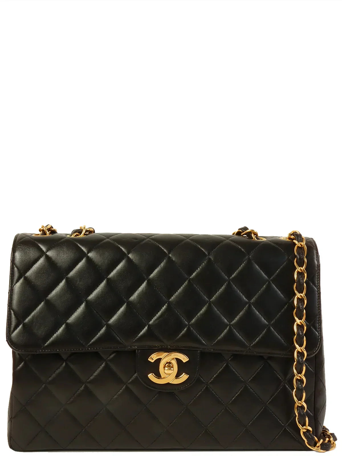 CHANEL Around 1997 Made Classic Flap Chain Bag Jumbo Black