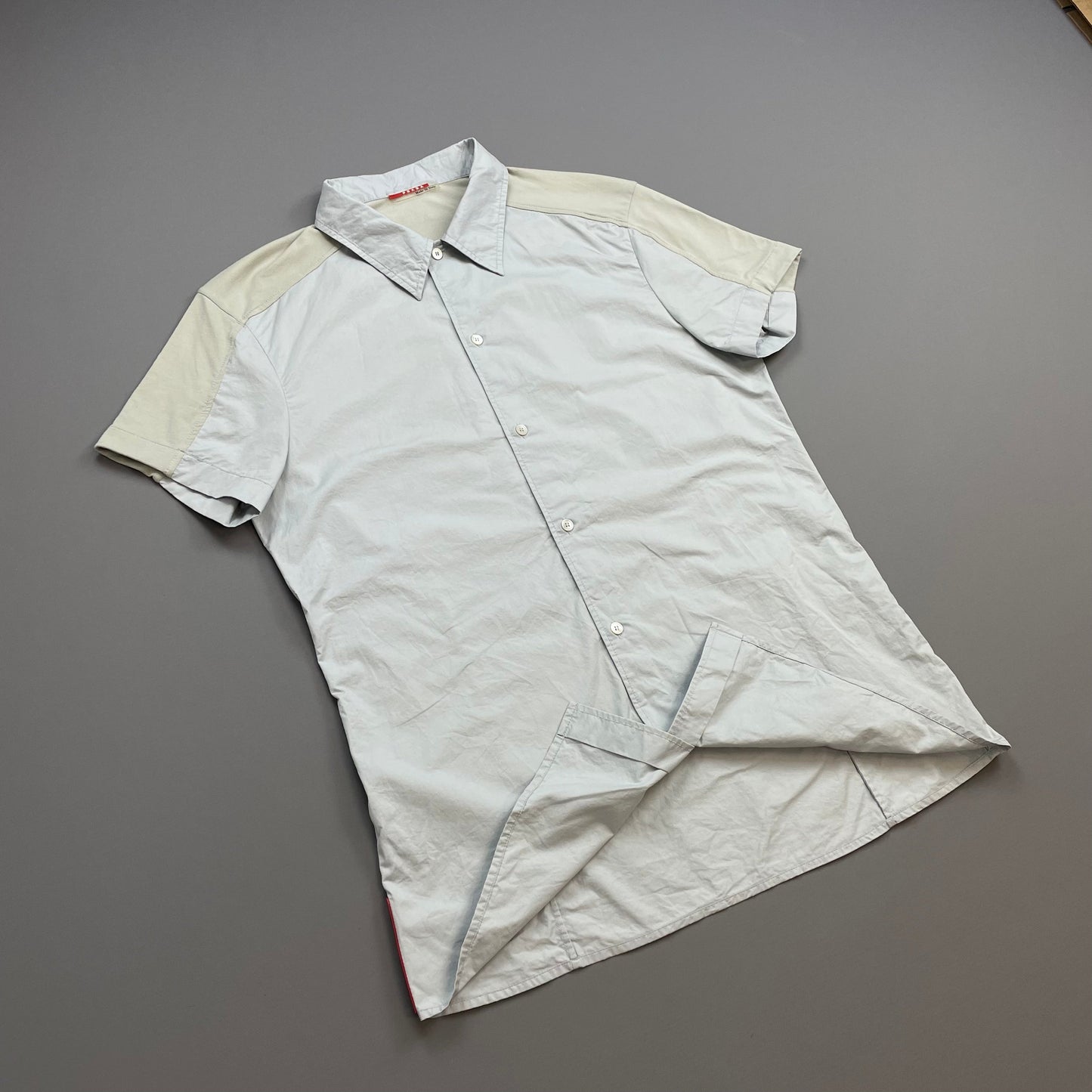 Prada Sport Light Blue 00s Panelled Short Sleeve Button-Up Shirt