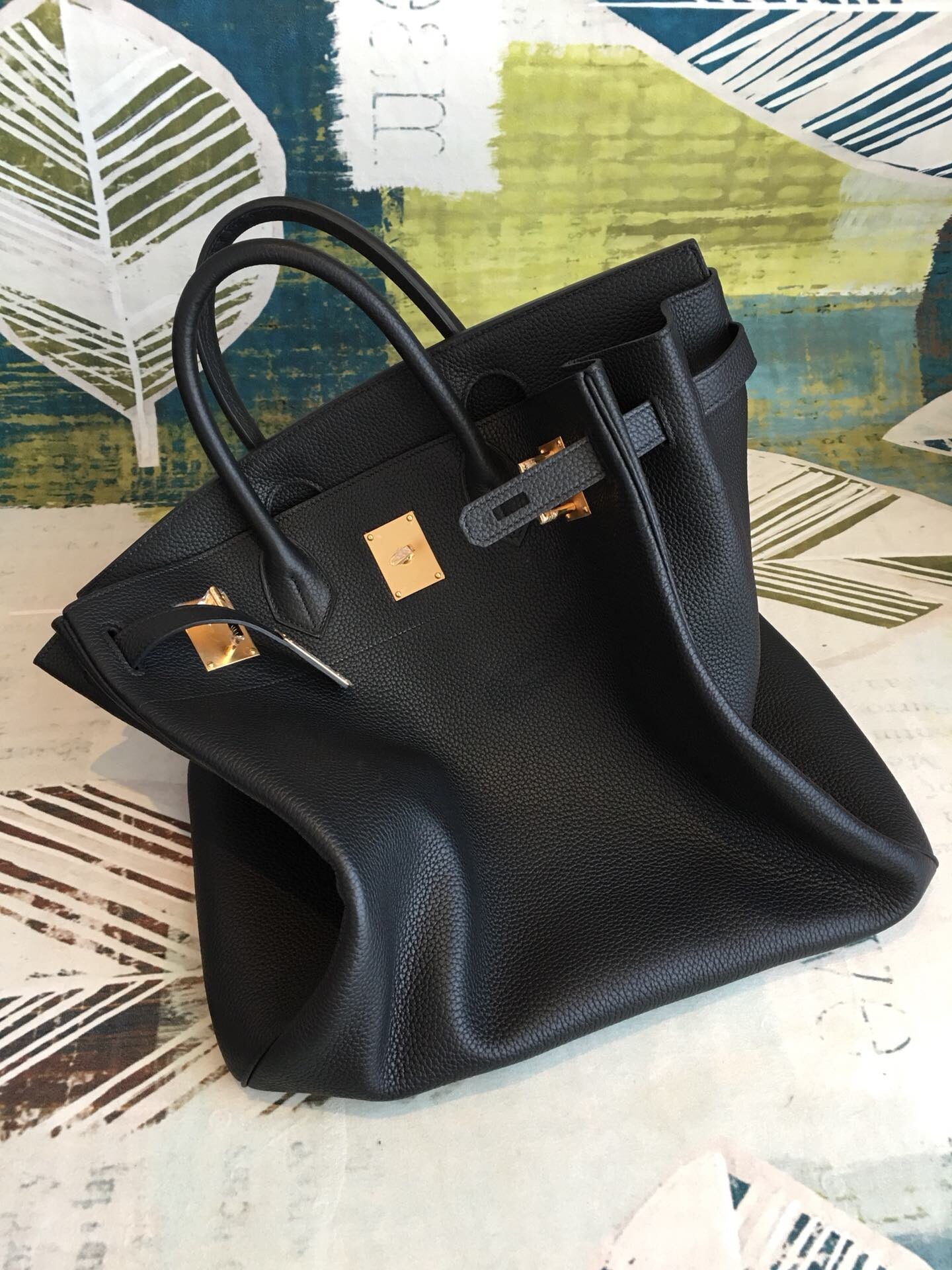Top Quality Birkin Black  For Women Gold Toned Hardware 16.5in/42cm