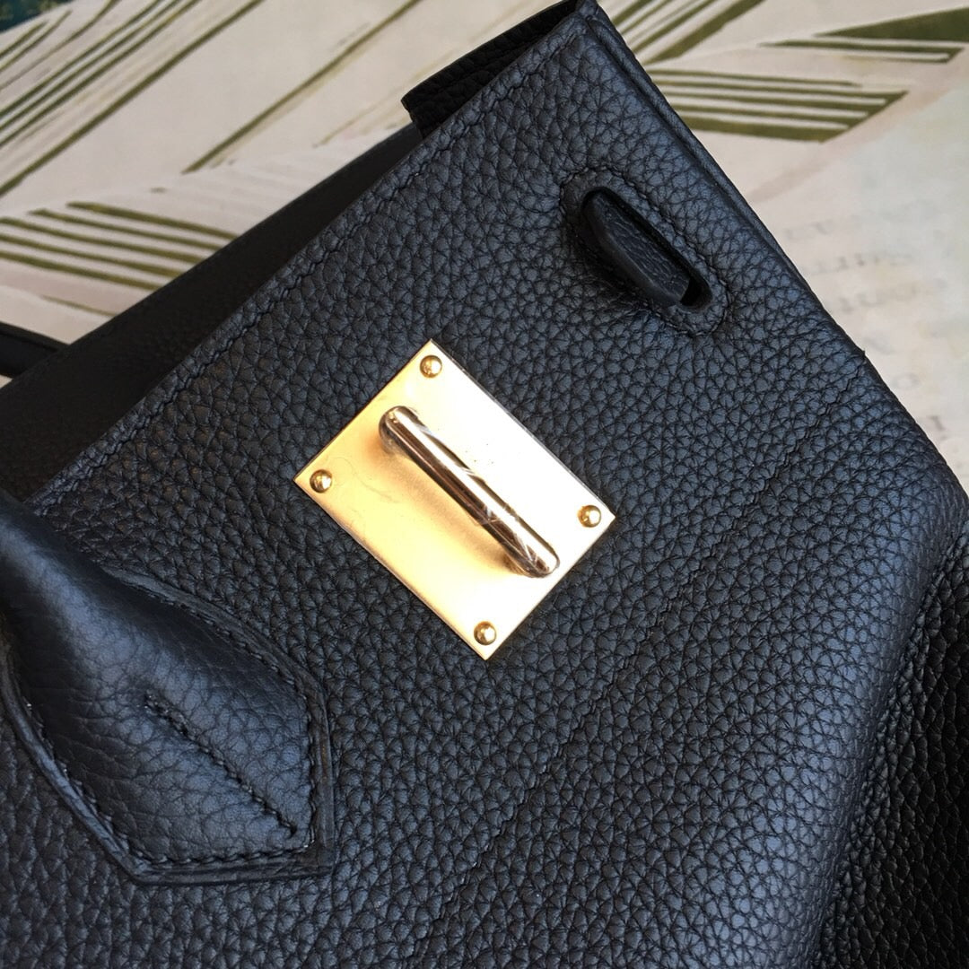 Top Quality Birkin Black  For Women Gold Toned Hardware 16.5in/42cm