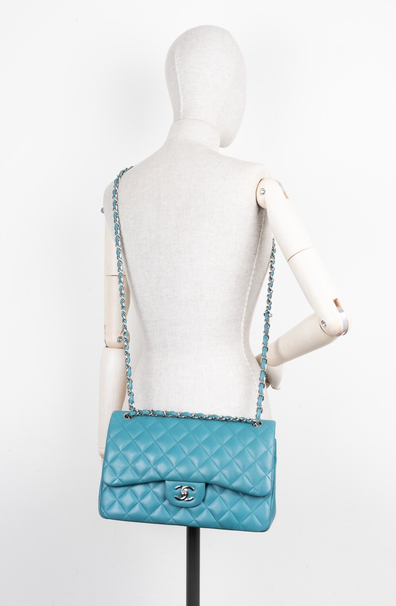 CHANEL Large Double Flap Blue