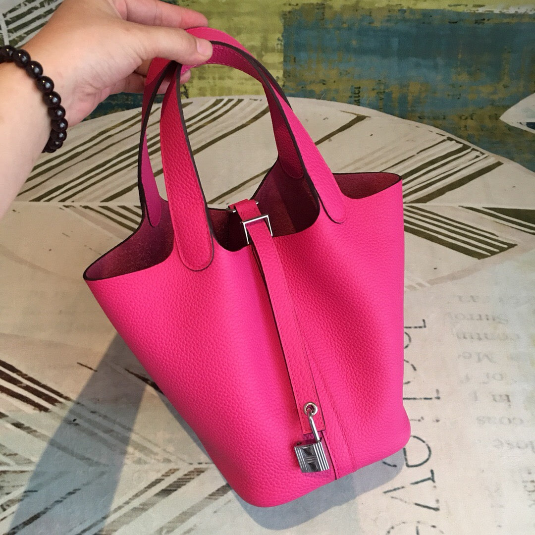 Top Quality Picotin Lock 18 Pink ClemenTop Quality Palladium Hardware For Women 7.5in/19cm