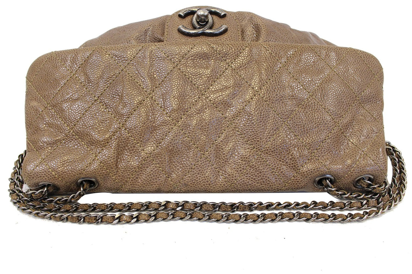 CHANEL CC Flap Medium Dark Brown Caviar Leather Leather Shoulder Bag
