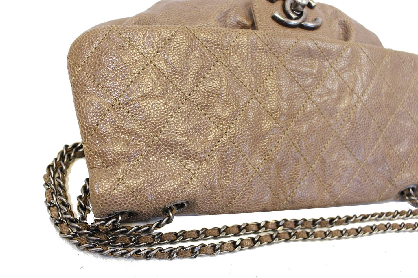CHANEL CC Flap Medium Dark Brown Caviar Leather Leather Shoulder Bag