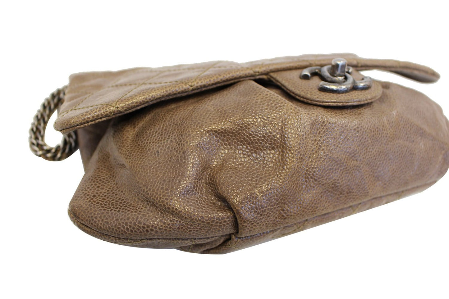 CHANEL CC Flap Medium Dark Brown Caviar Leather Leather Shoulder Bag