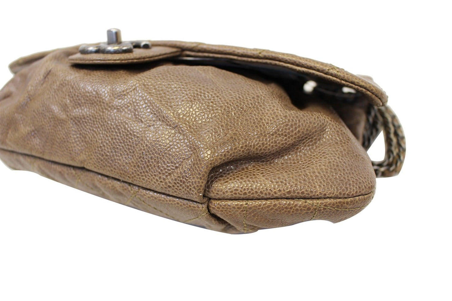 CHANEL CC Flap Medium Dark Brown Caviar Leather Leather Shoulder Bag