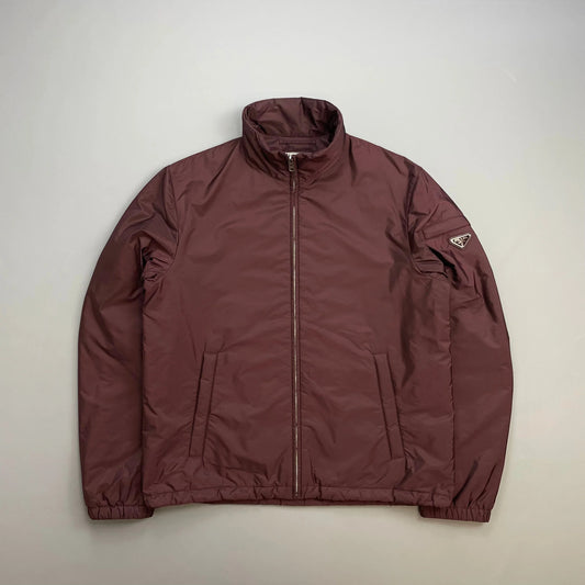 Prada Milano Burgundy 2018 Padded Resin-Coated Nylon Plaque Jacket
