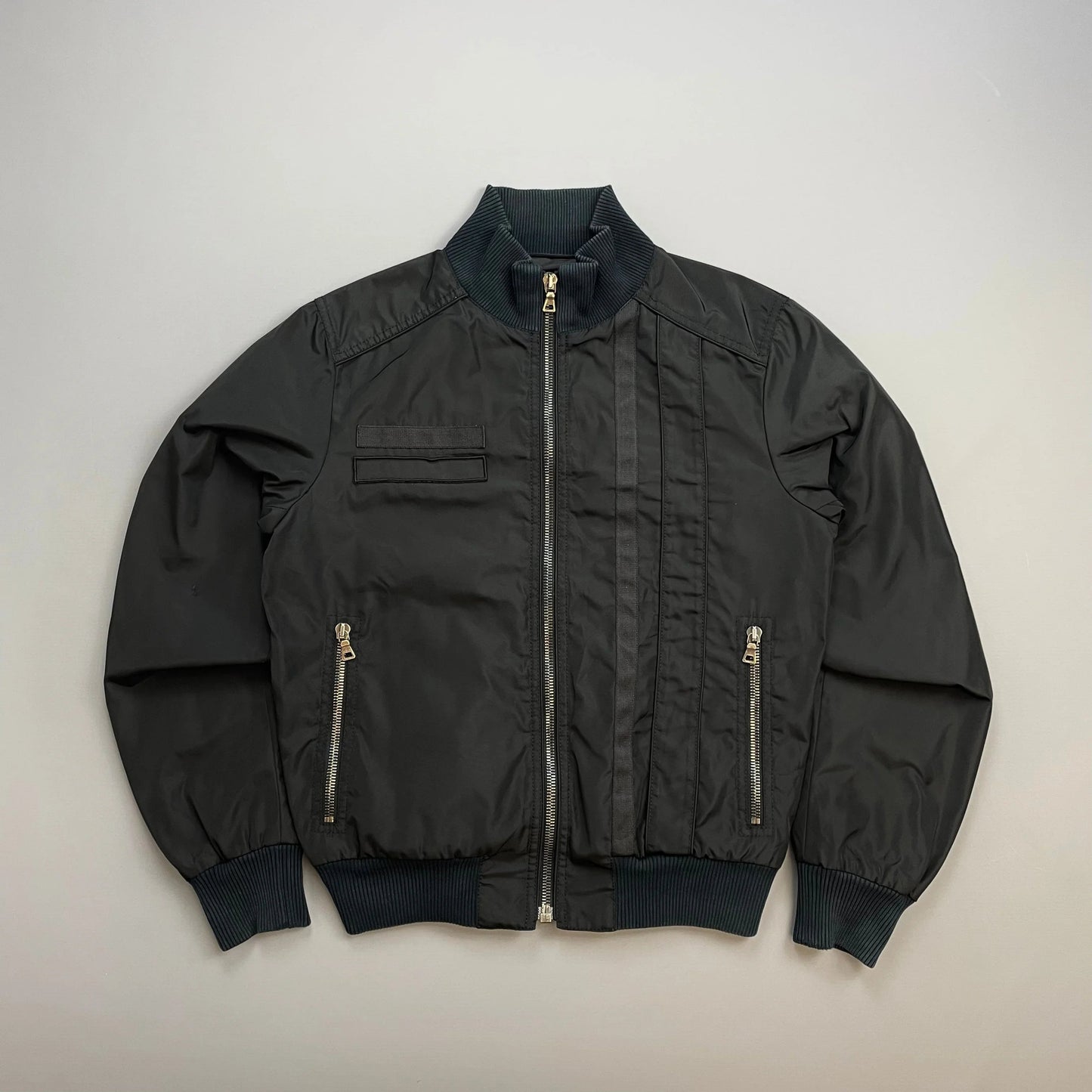 Prada Mainline Black 2008 Canvas Military Style Bomber Jacket