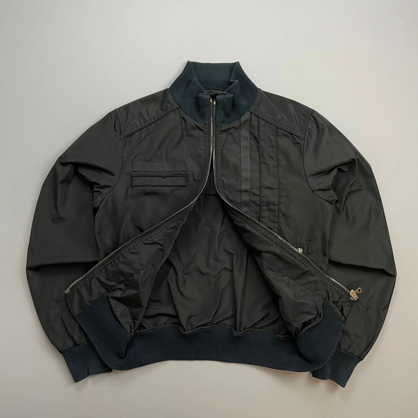 Prada Mainline Black 2008 Canvas Military Style Bomber Jacket