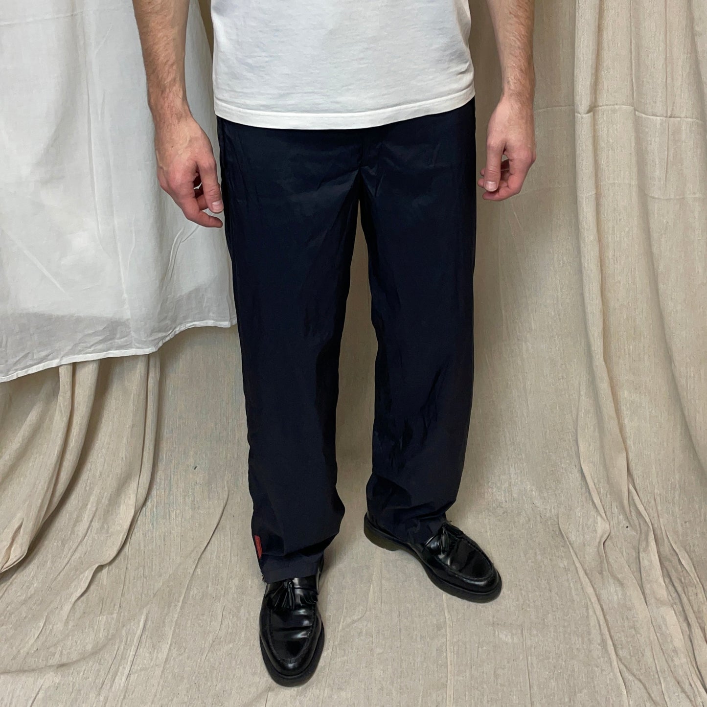 Prada Sport Black/Deep Purple 1999 Shell Track Pant Tro rs