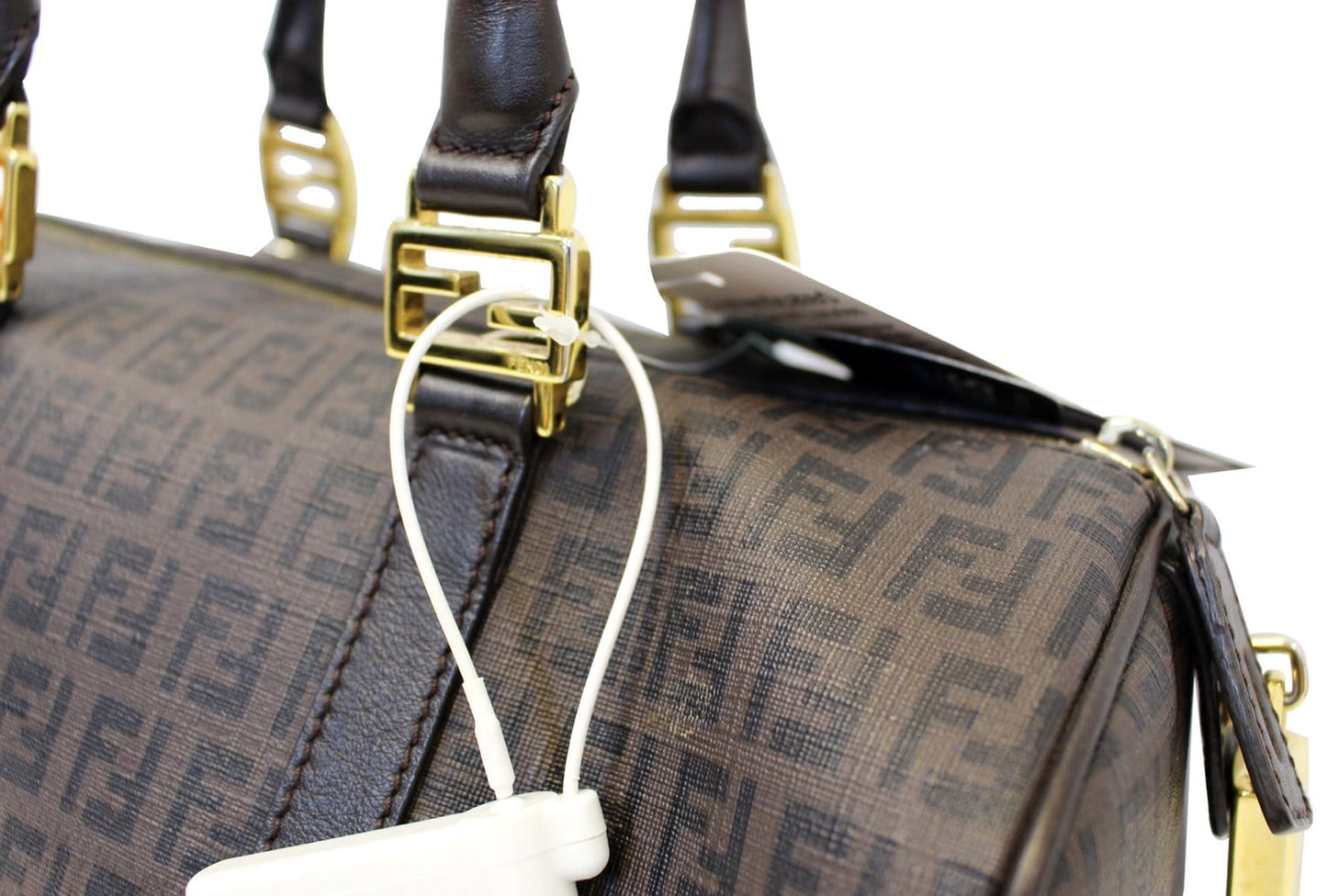 FENDI Zucchino Spalmati Canvas Forever Bauletto Boston Bag