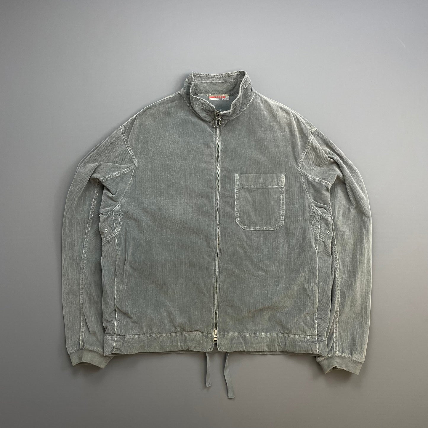 Prada Sport Grey 00s Corduroy Lightweight Zip-Through Jacket