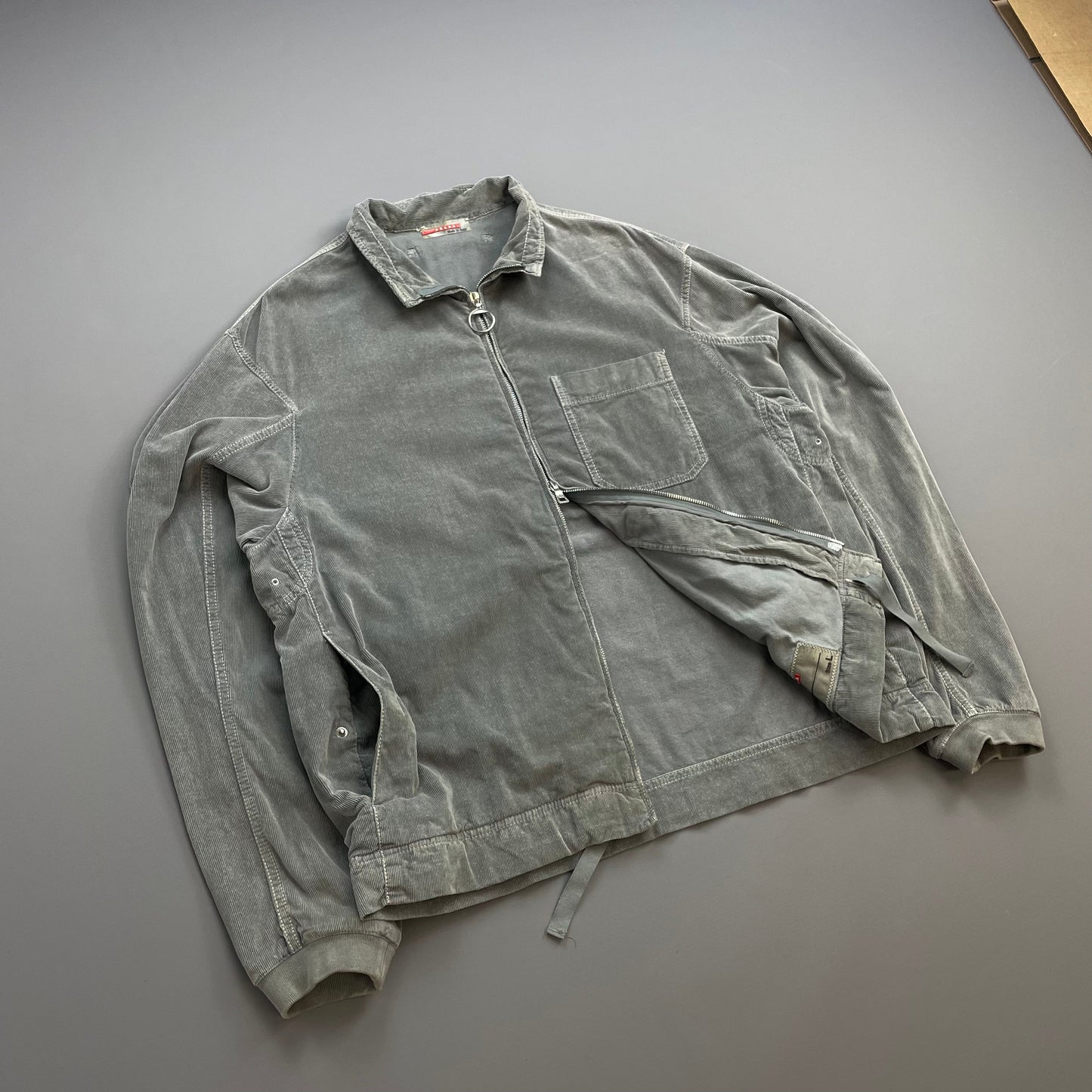 Prada Sport Grey 00s Corduroy Lightweight Zip-Through Jacket