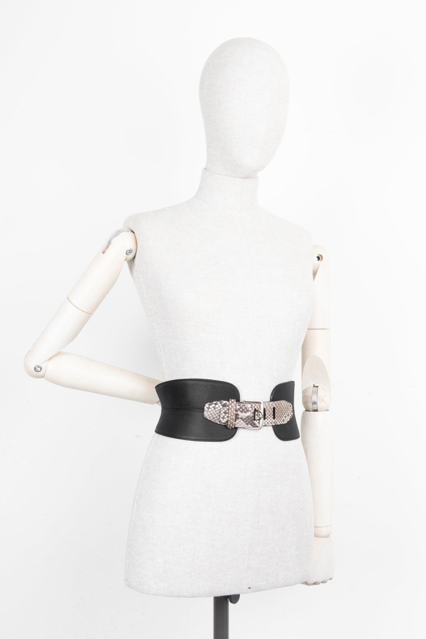 CHRISTIAN DIOR Waist Belt Leather Python Black