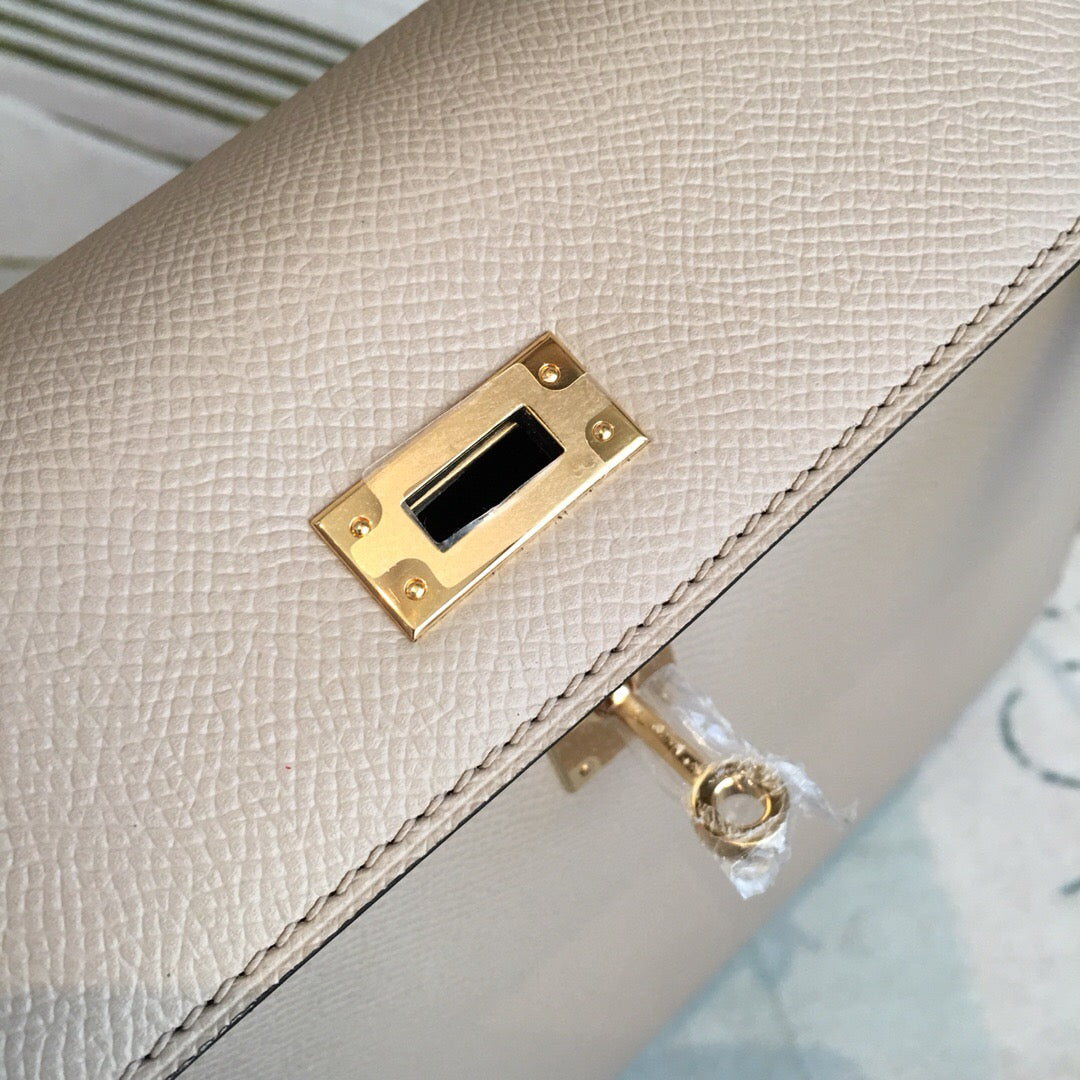 Top Quality Kelly Light Gray For Women Gold Toned Hardware 10in/25cm