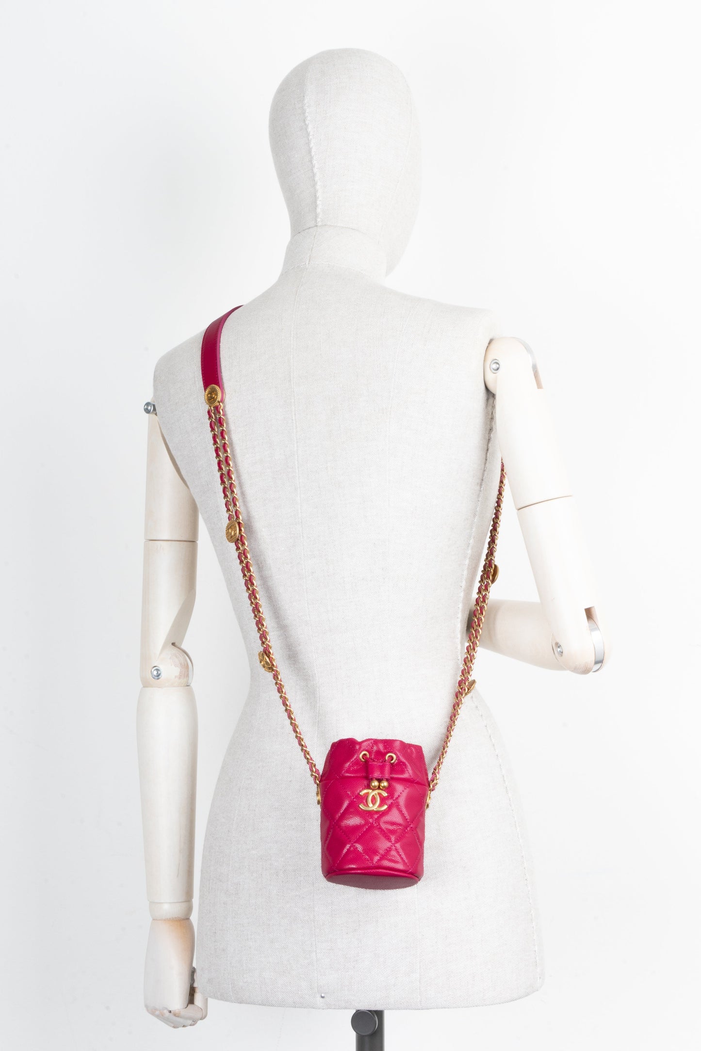 CHANEL Mini Bucket Drawstring Bag Pink
