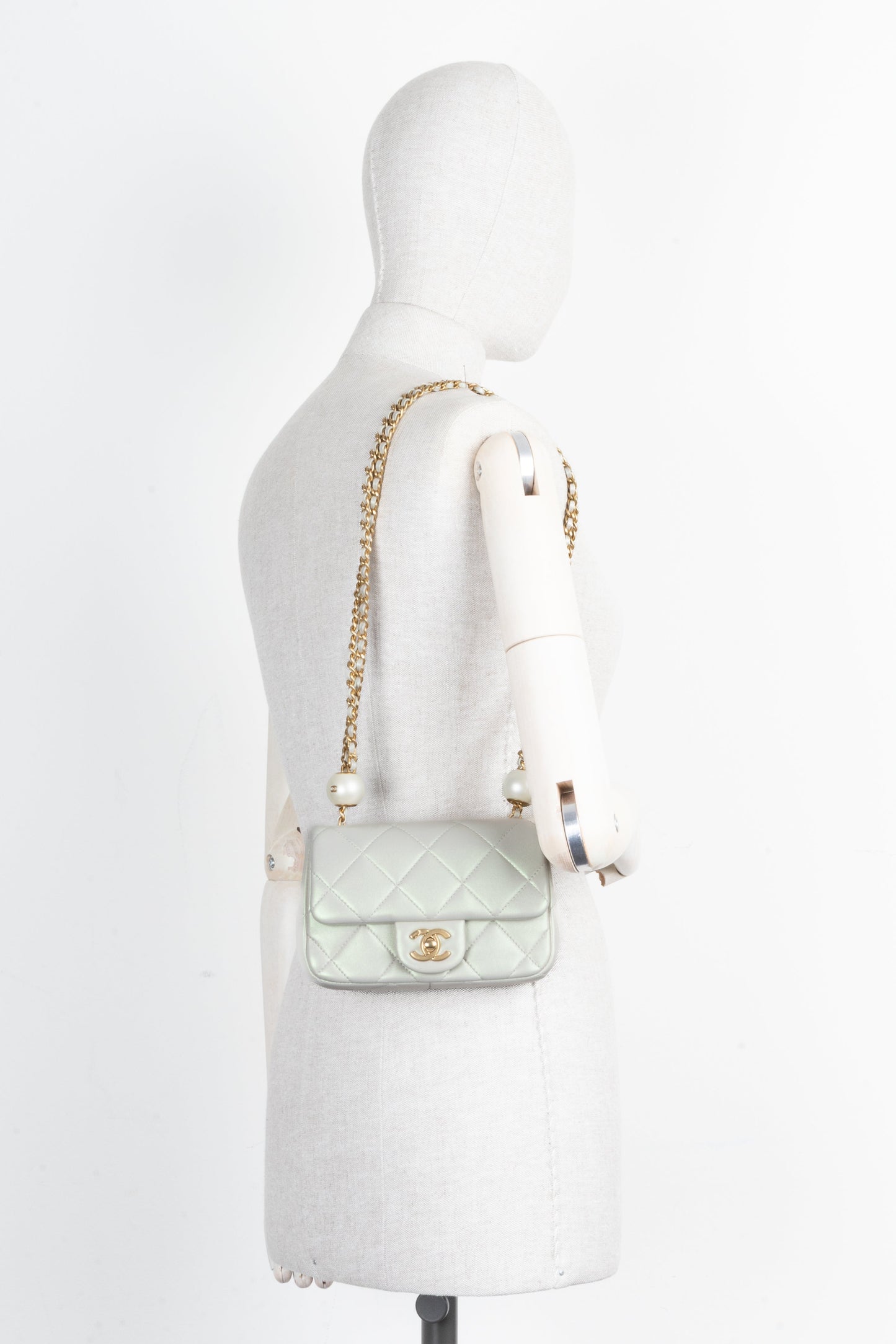 CHANEL Iridescent Mini Pearl Crush Flap Bag