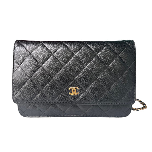 Chanel Wallet on Chain WOC Black Caviar Leather with Gold hardware