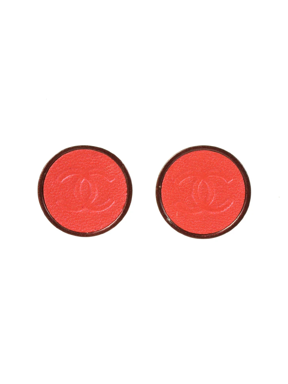 CHANEL 2000 Made Round Cc Mark Embossed Earrings Bordeaux/Pink