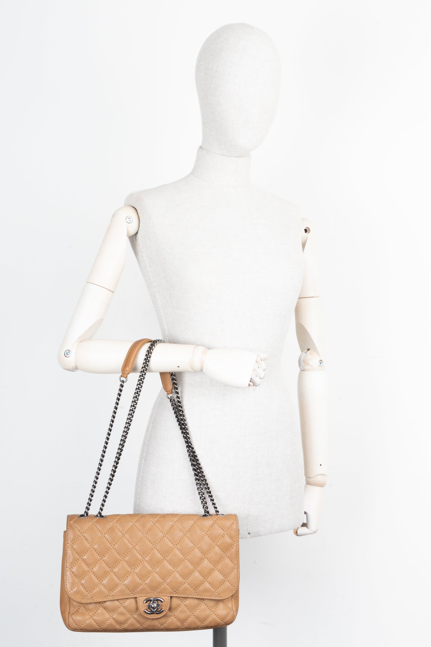 CHANEL Quilted Single Flap Brown