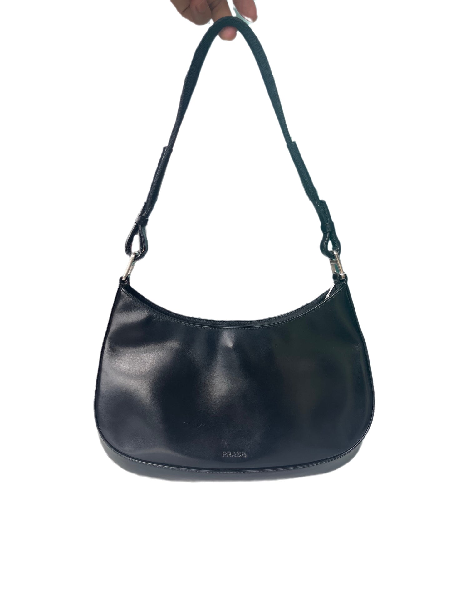 Prada Cleo   Black Leather Silver Hardware