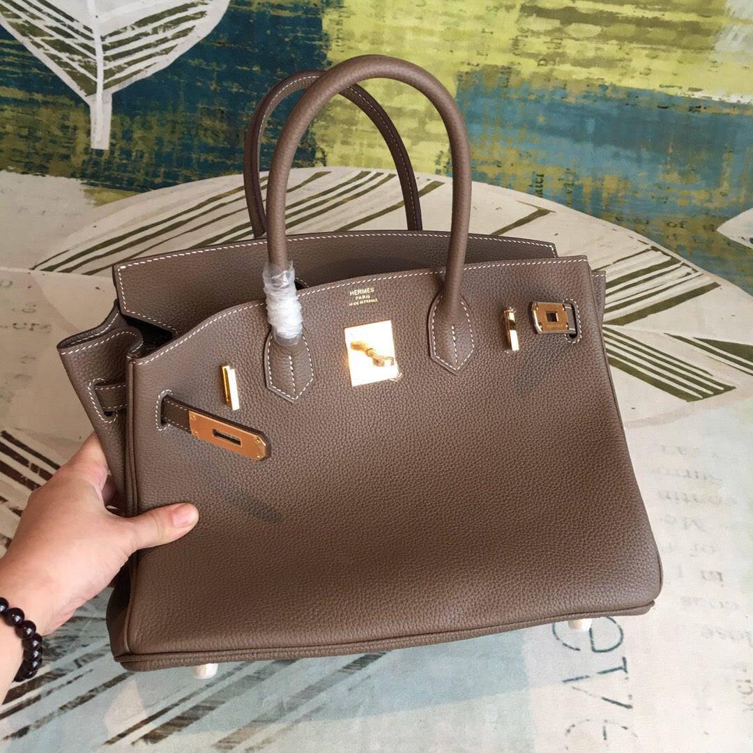 Top Quality Birkin Brown For Women Gold Toned Hardware 11in/30cm