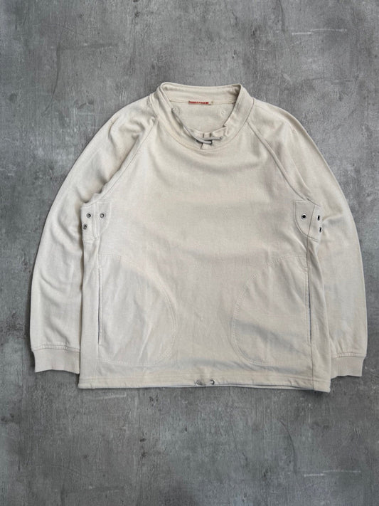 Prada Drawstring Collar Beige Sweater
