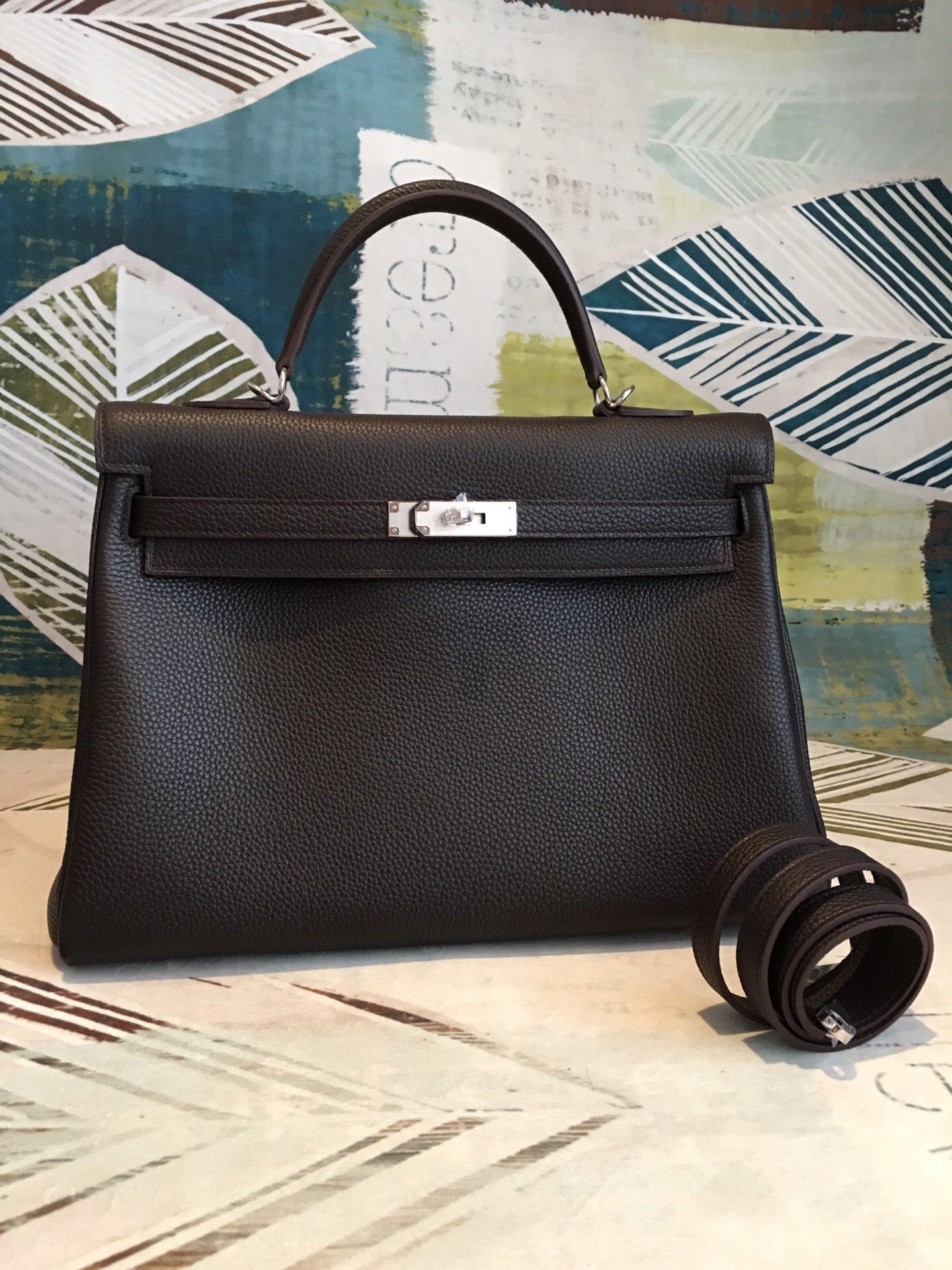 Top Quality Kelly Retourne Black Togo PallaTop Qualityum Hardware For Women 11.2 inches/ 28 cm