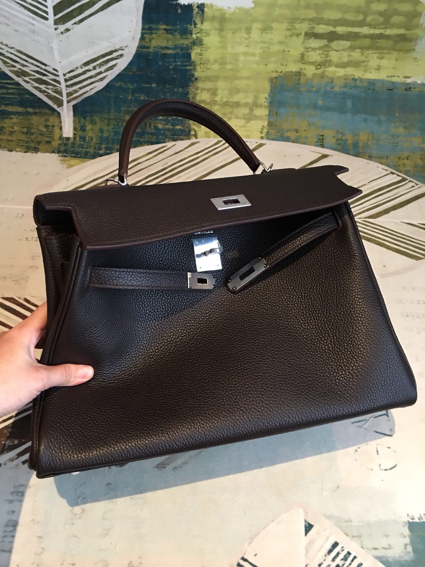 Top Quality Kelly Retourne Black Togo PallaTop Qualityum Hardware For Women 11.2 inches/ 28 cm
