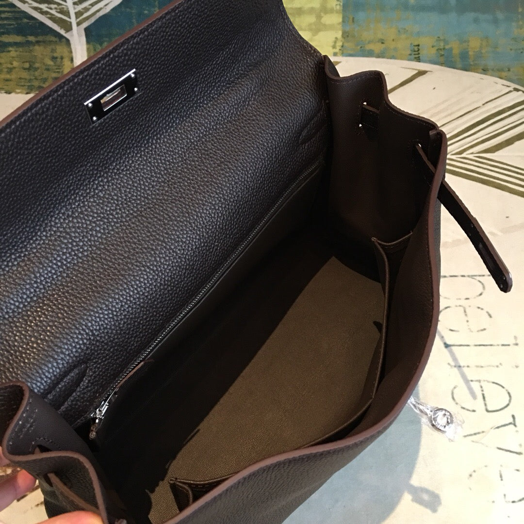 Top Quality Kelly Retourne Black Togo PallaTop Qualityum Hardware For Women 11.2 inches/ 28 cm