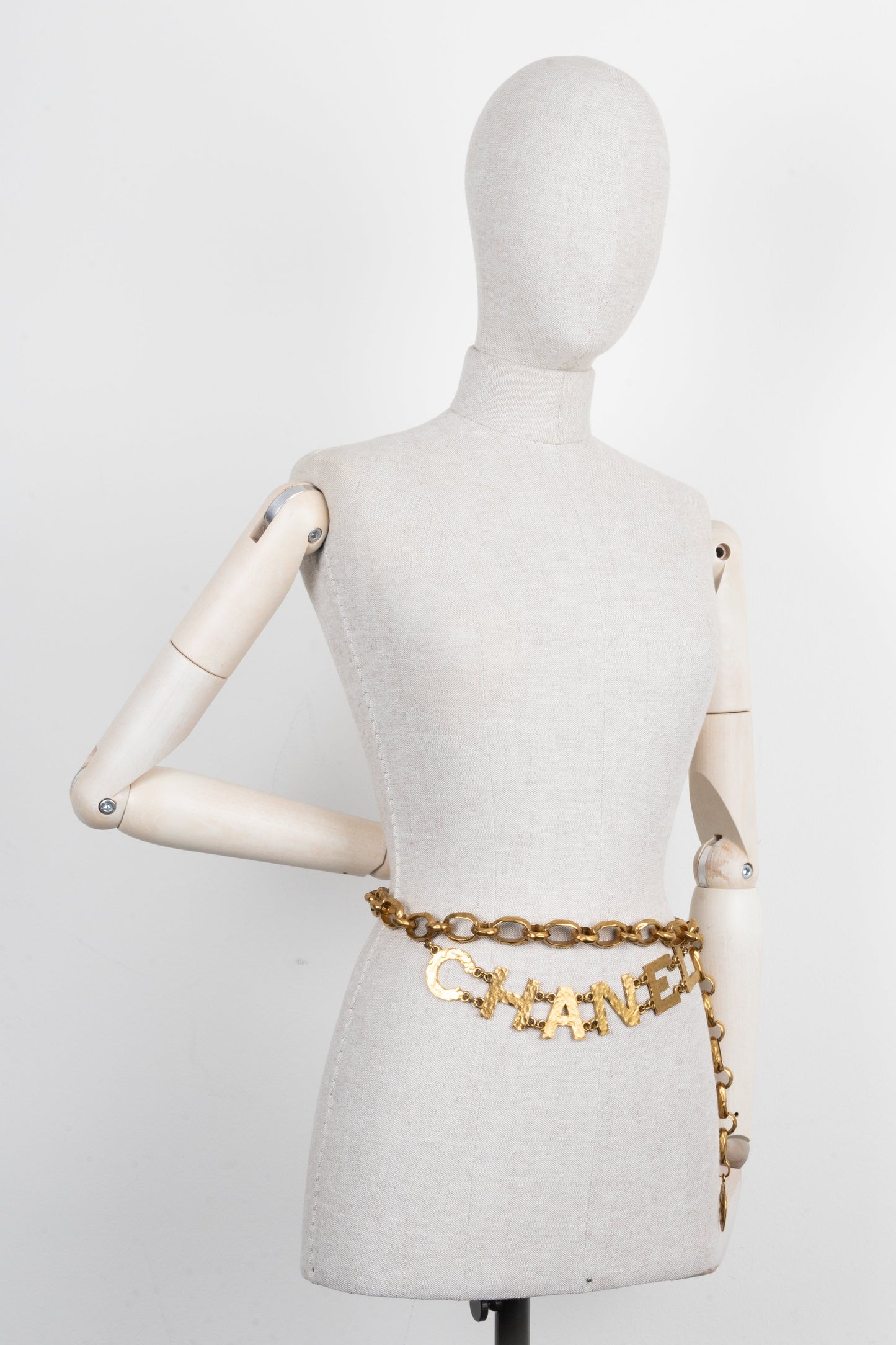 CHANEL Spring Summer 1993 Chain Logo Belt Gold