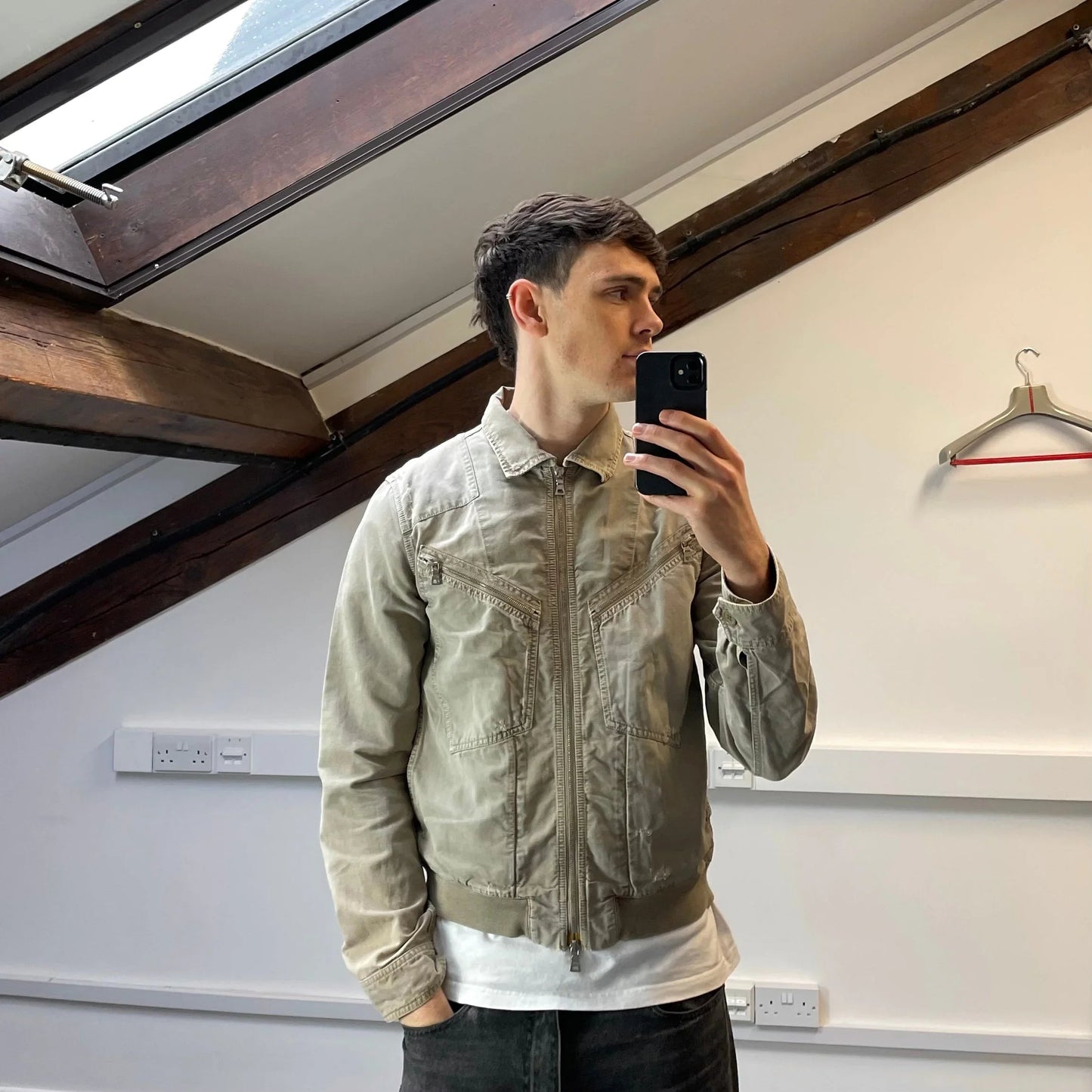 Prada Sport Grey Lightweight Distressed Hemp Canvas Jacket