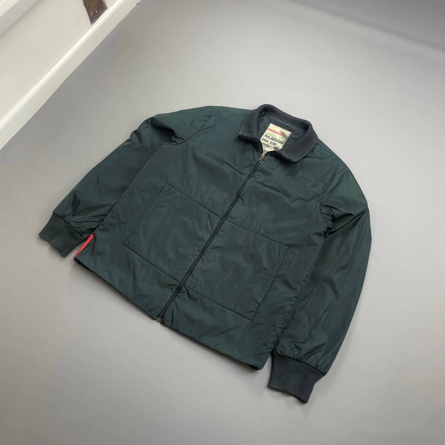Prada Sport Teal Padded Wool-Trimmed Nylon Liner Jacket
