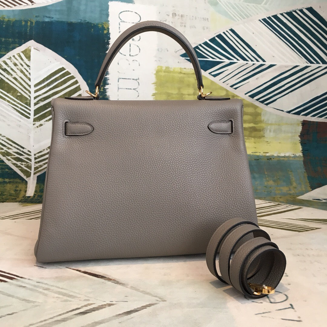 Top Quality Kelly Grey Bag In Epsom With Gold Toned Hardware Bag For Women 7.5in/19cm