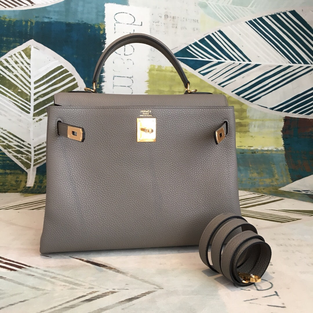 Top Quality Kelly Grey Bag In Epsom With Gold Toned Hardware Bag For Women 7.5in/19cm