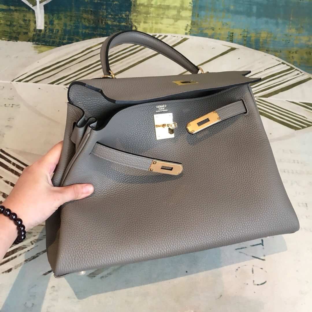 Top Quality Kelly Grey Bag In Epsom With Gold Toned Hardware Bag For Women 7.5in/19cm