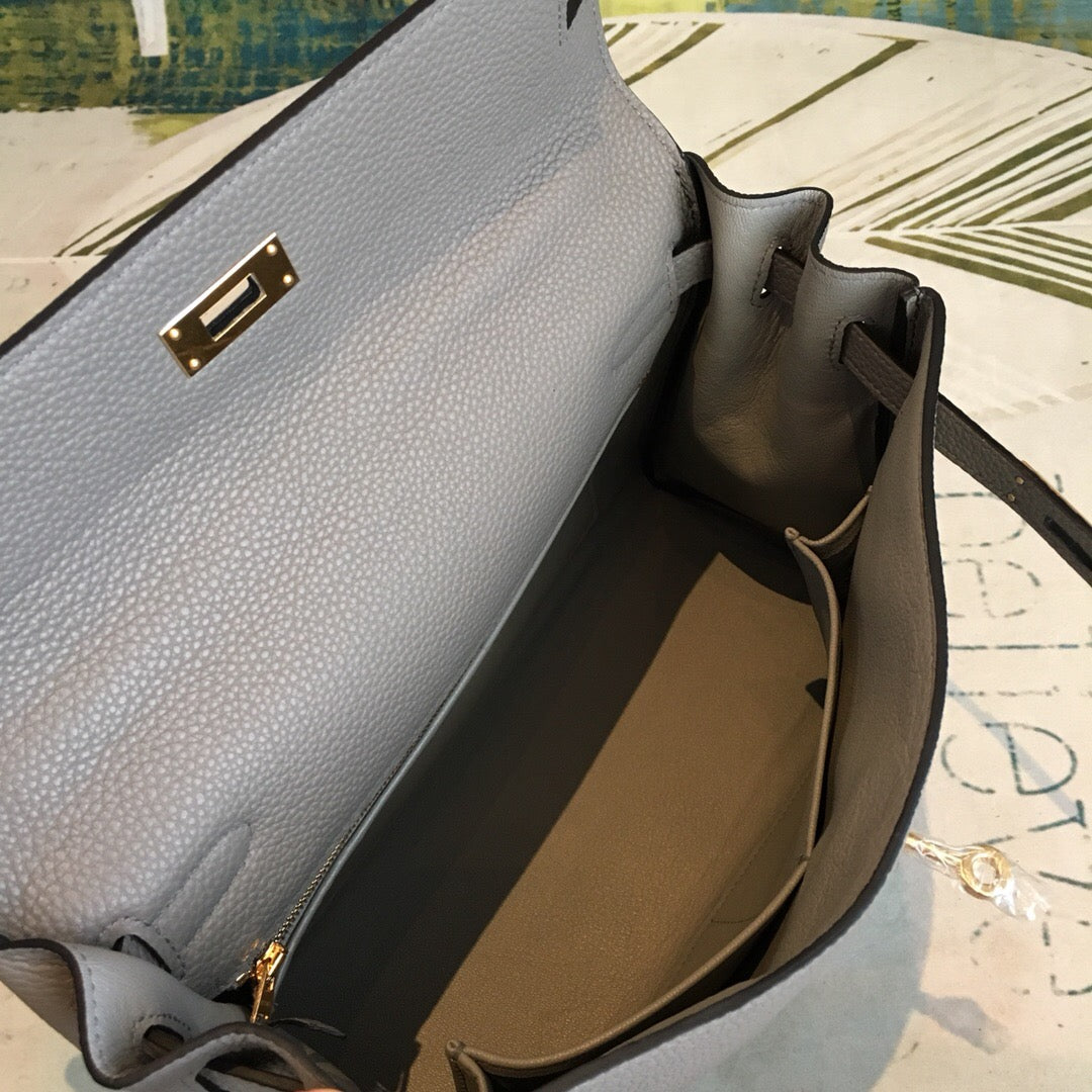 Top Quality Kelly Grey Bag In Epsom With Gold Toned Hardware Bag For Women 7.5in/19cm