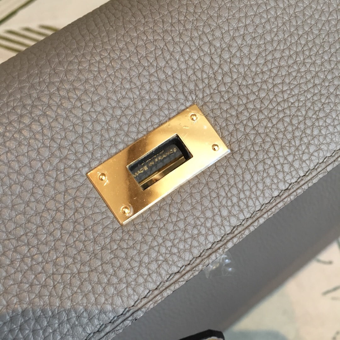 Top Quality Kelly Grey Bag In Epsom With Gold Toned Hardware Bag For Women 7.5in/19cm
