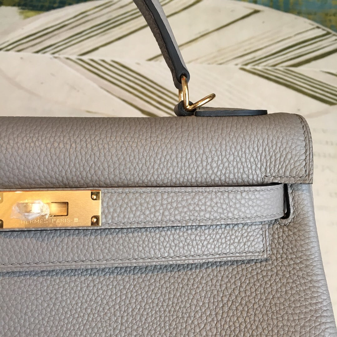 Top Quality Kelly Grey Bag In Epsom With Gold Toned Hardware Bag For Women 7.5in/19cm