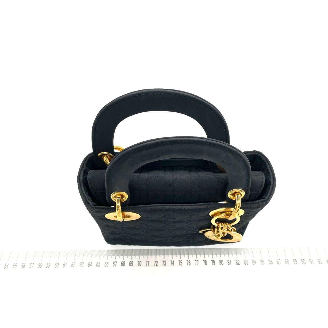 Lady Dior   Mini Black Cloth with Yellow Gold-tone Hardware