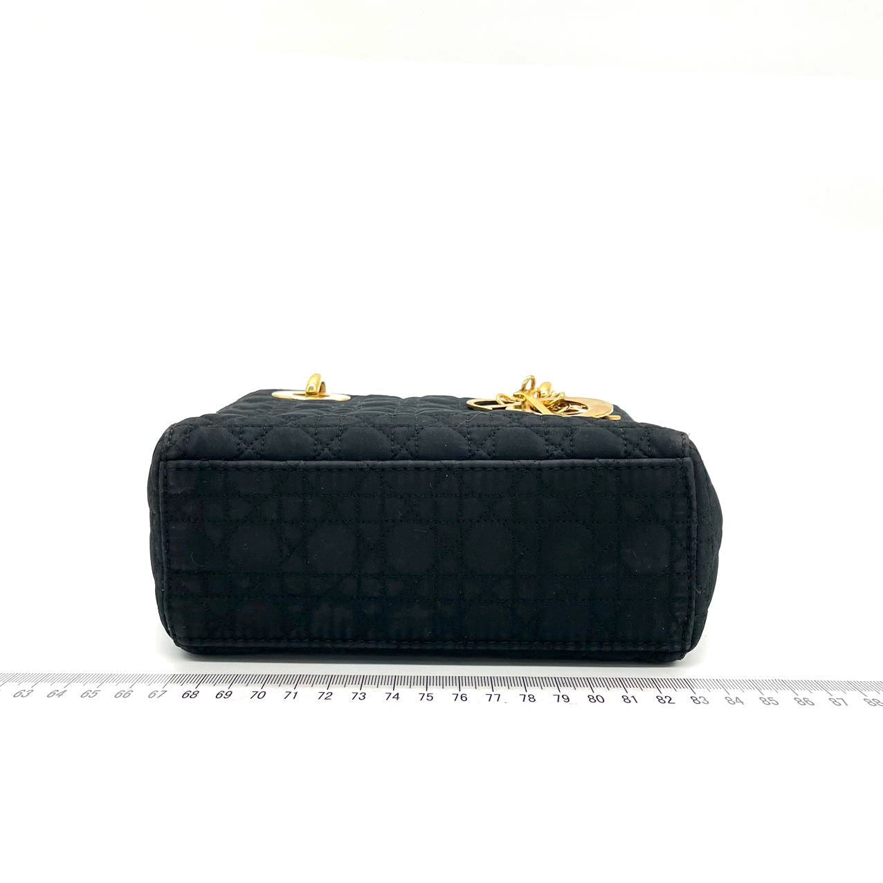 Lady Dior   Mini Black Cloth with Yellow Gold-tone Hardware