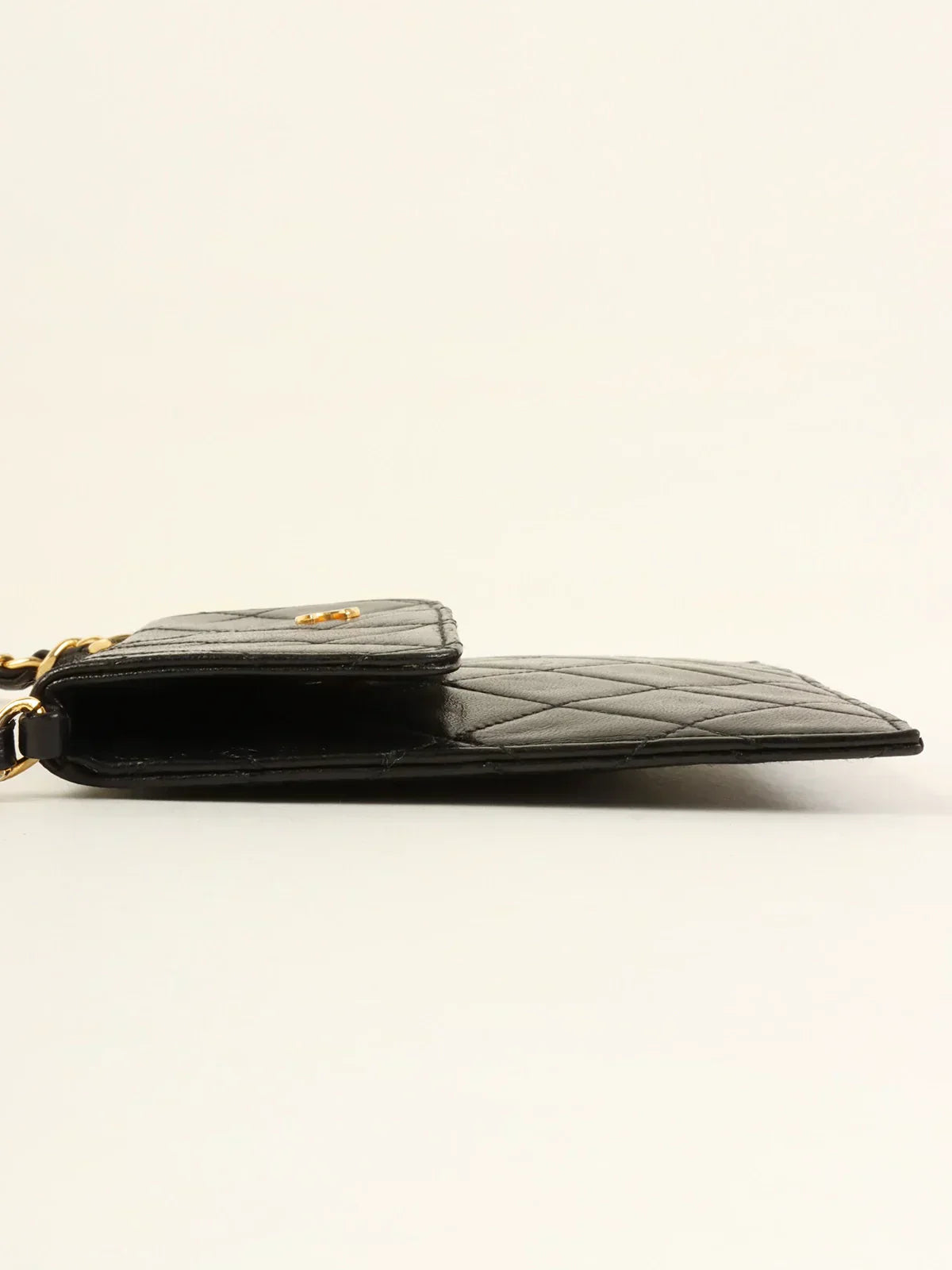CHANEL Around 1985~1990 Made Mini Cc Mark Plate Mini Chain Bag Black