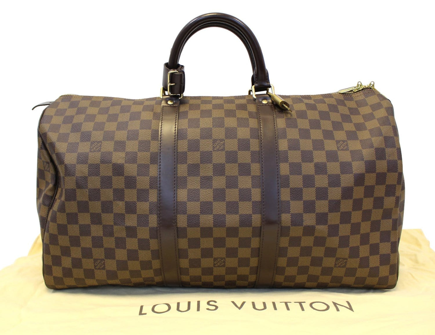 LOUIS VUITTON Damier Ebene Keepall 50 Boston Travel Bag