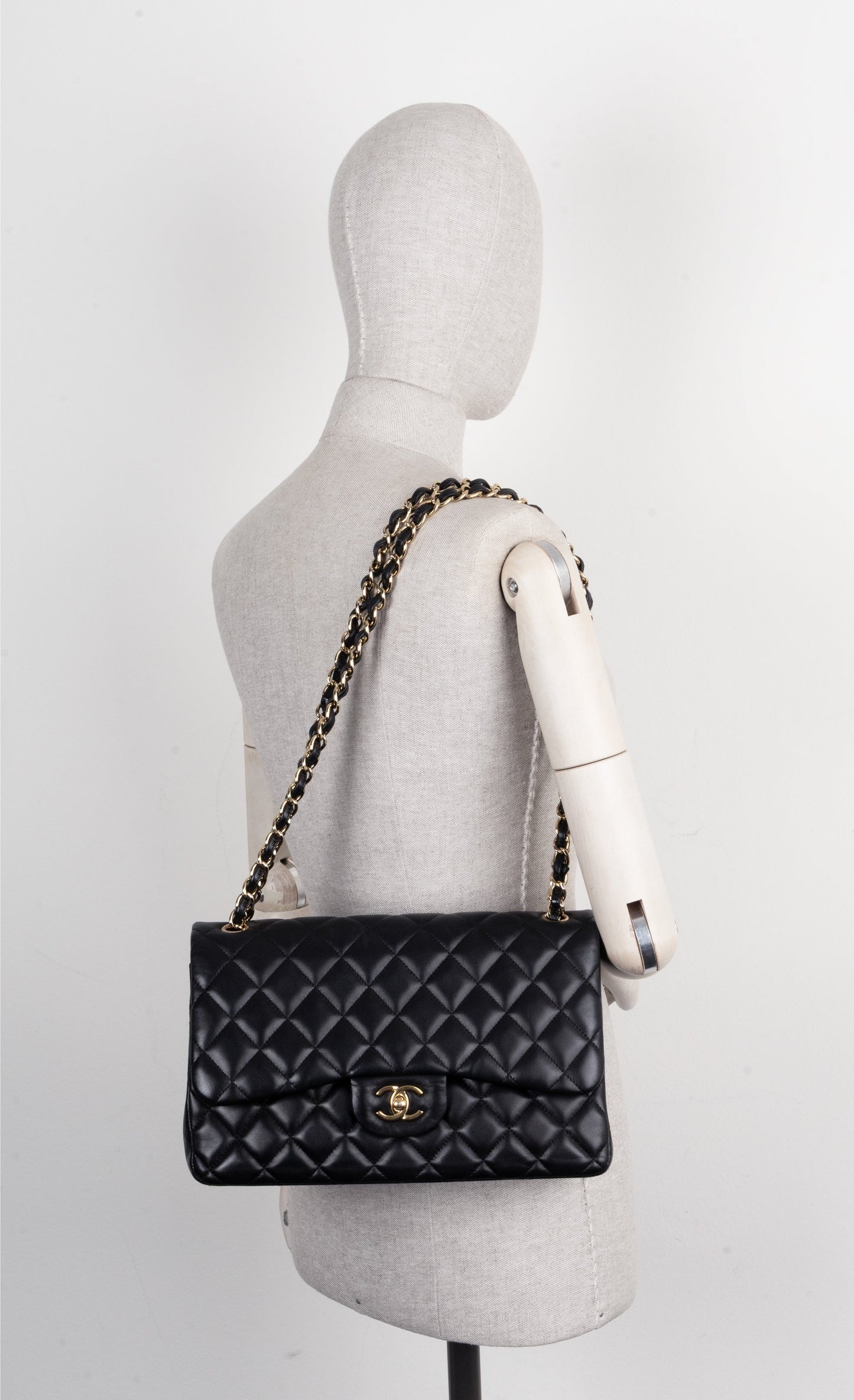 CHANEL Large Classic Flap Bag Lambskin Black